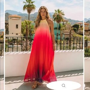 Vici Mykonos Pleated Ombré Halter Dress